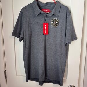 CCM Mens Pittsburgh Penguins 25th Anniversary Polo Shirt Gray Heather Large NEW